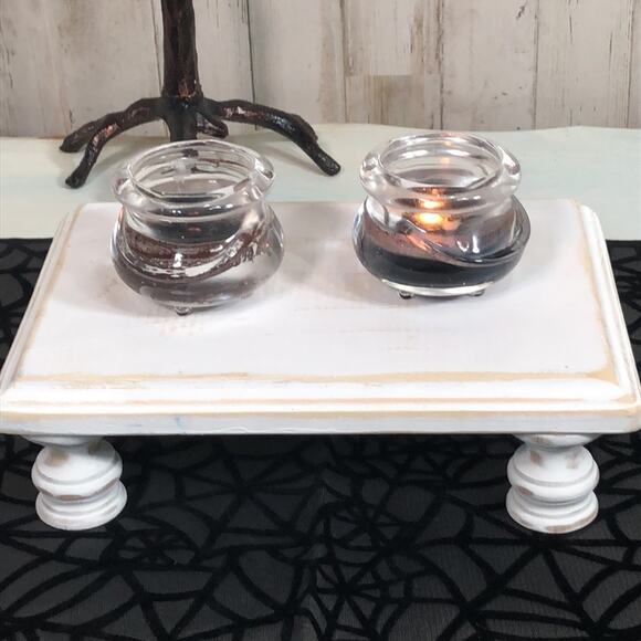 Partylite Glass Halloween Cauldron Votive Holder Set of 2 - Picture 5 of 6